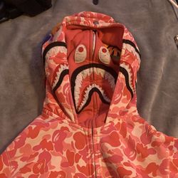 double hooded pink bape hoodie