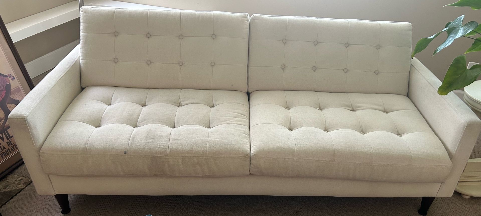 Sofa - White, Comfortable, Cloth Sofa.