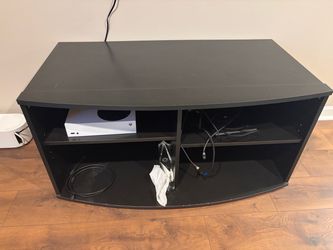 Black TV Stand with Open Shelves