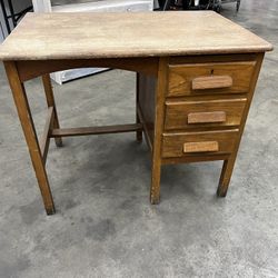 Antique 3 Drawer School Teachers Desk