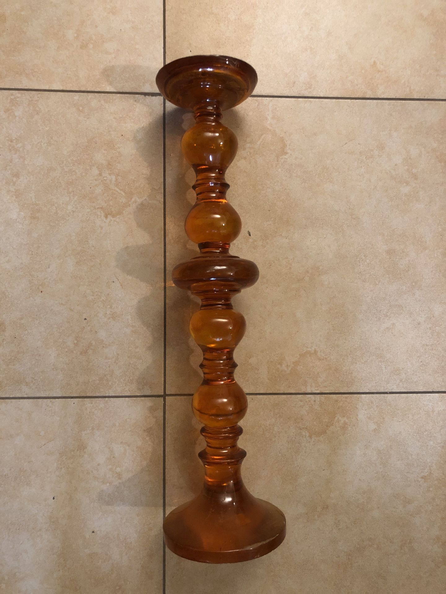 Amber glass Candle Stick Holder 31.5”