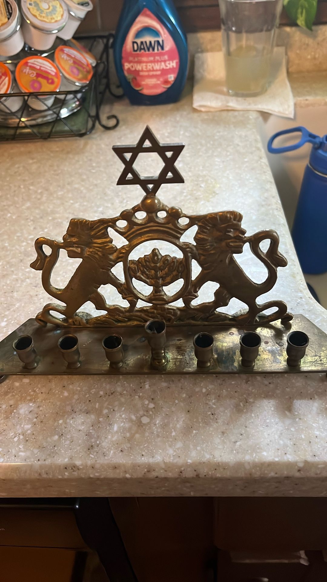 SOLID BRASS MENORAH/VINTAGE