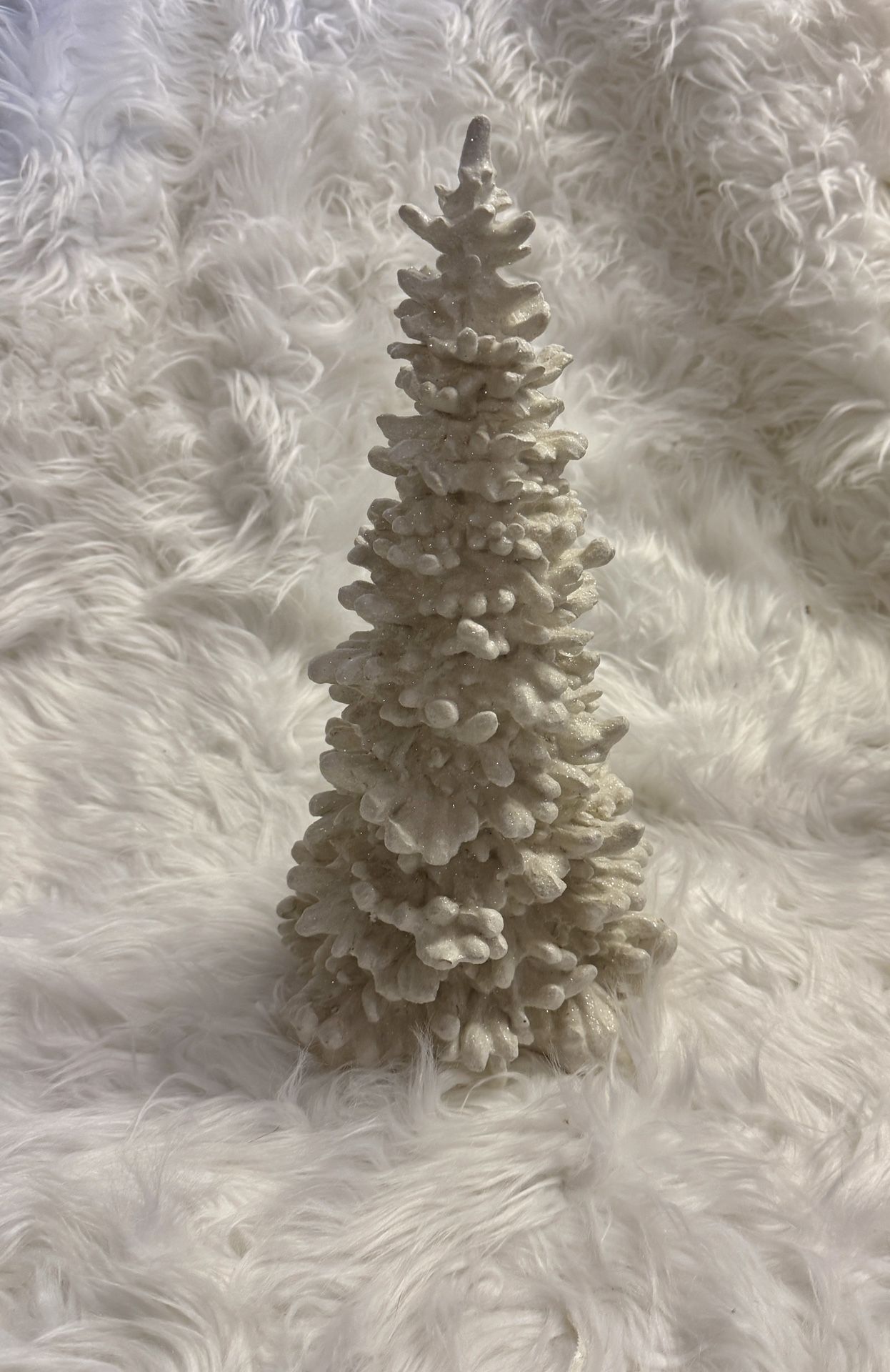 Christmas in July! Large white glittery Christmas tree figurine - looks like coral (but it’s not)