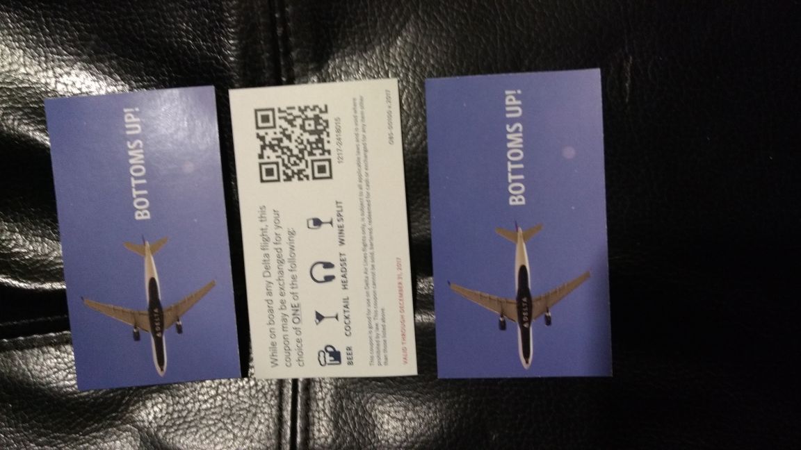 Delta Airlines alcoholic drink tickets up to $12 value each$5 each