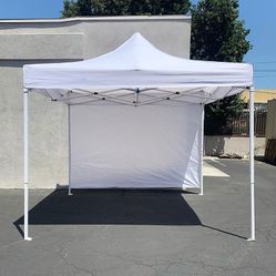 $109 (New in box) Heavy-duty 10x10 ft canopy with (1 sidewall) outdoor ez popup party tent patio shelter w/ carry bag