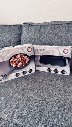 2piece -Cast Iron Burner Griddle & Skillet