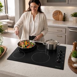Magic Chef 24" Electric Cooktop with SCHOTT Ceramic-Glass Surface & Dual-Zone Element in Black (MCSCTE24BG)