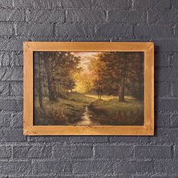 Vintage American Tonalist Oil Painting of Woodland Stream, c.1920’s - Delivery Available 