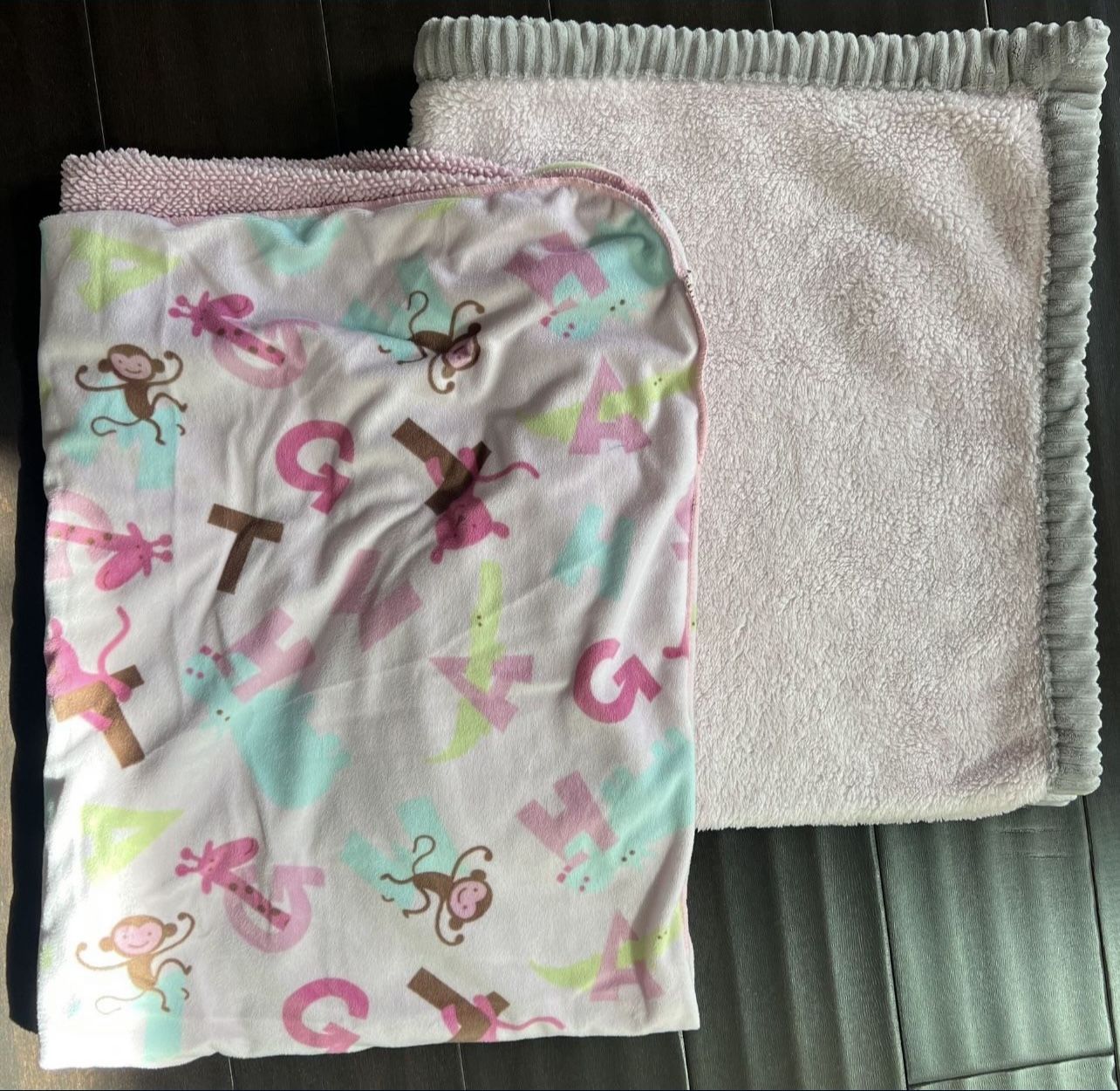 2 Girls Fleece Blankets - Like New!
