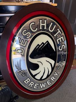 Large Oval Deschutes Brewery mirrored Bar Sign 38x31