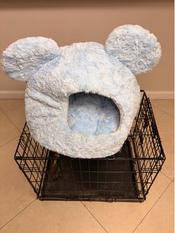 Large Dog Cage with Bed and bowl