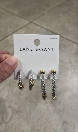 Lane Bryant Women’s Gold and Silver Hoop Earrings 2 Pairs