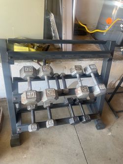 Rack and weights 172 pounds
