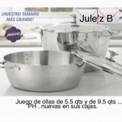 Princess House. Set De Olla De 9.5 Qts Y Cacerola De 5.5 Qts Cook Solution Nuevas En Sus Cajas 