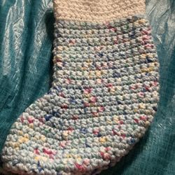 Baby Blue Multicolor Christmas Stocking