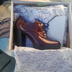 Purple Patent Leather Women's 9.5 Shoes Chunky Heel