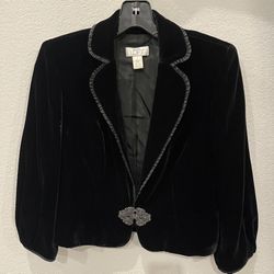 Ann Taylor Loft Black Velvet Cropped Evening Blazer 