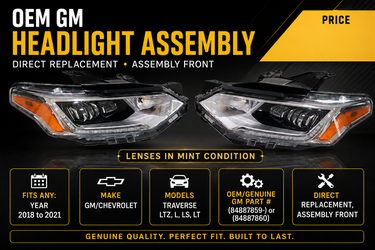 2018 - 2021 Chevy Traverse LED Headlight Assembly Set. OEM