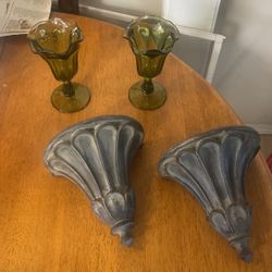 2 Candle  Holders & 2 Small Vases
