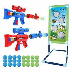 SpringFlower Shooting Game Toy For 5 6 7 8 9 10+ Years Olds Boys,2pk Foam Ball Popper Air Toy Guns With Standing Shooting Target,24 Foam Balls, For Ki