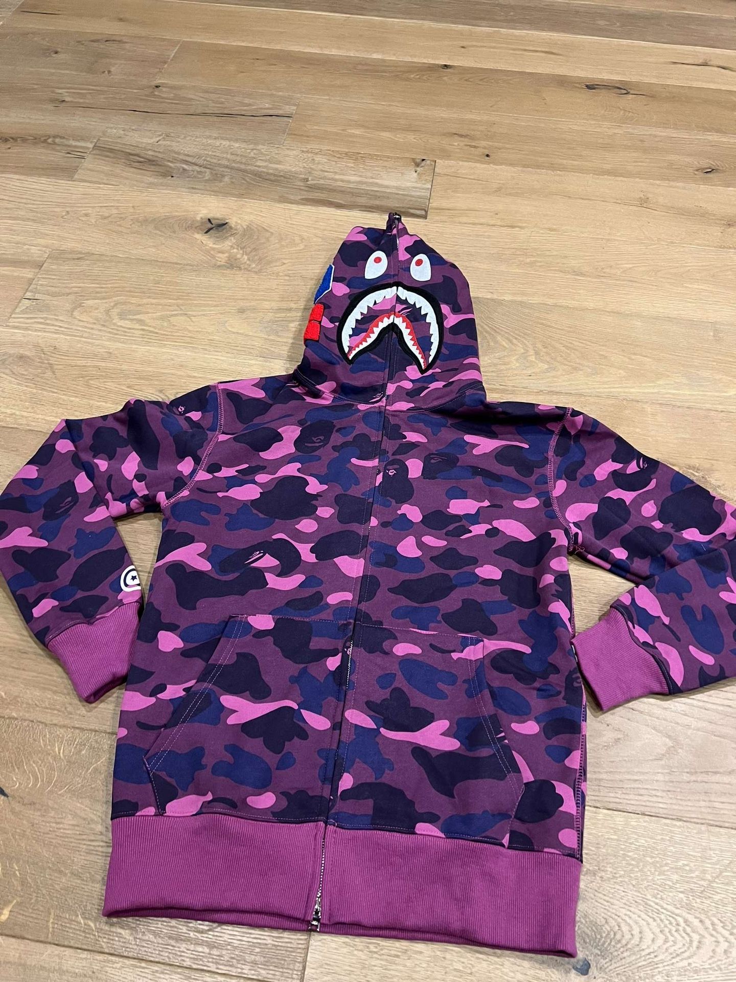 Purple Camo Bathing Ape Shark Zip-up Hoodie