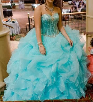 Aqua Blue Quinceanera Cocktail Party Sweet 16 Dress