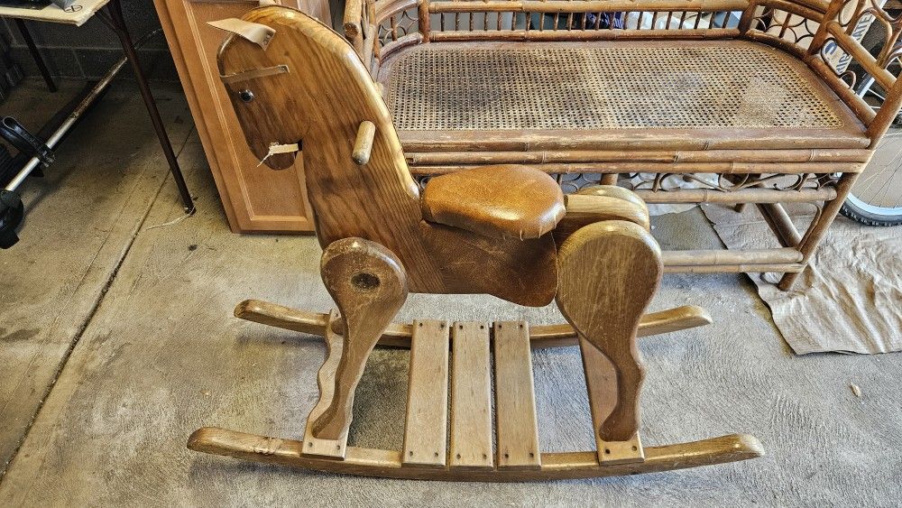 Large Vintage Wooden Rocking Horse