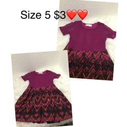 Dress Great Condition For Girls Size 5 ❤️❤️❤️firm Price I 