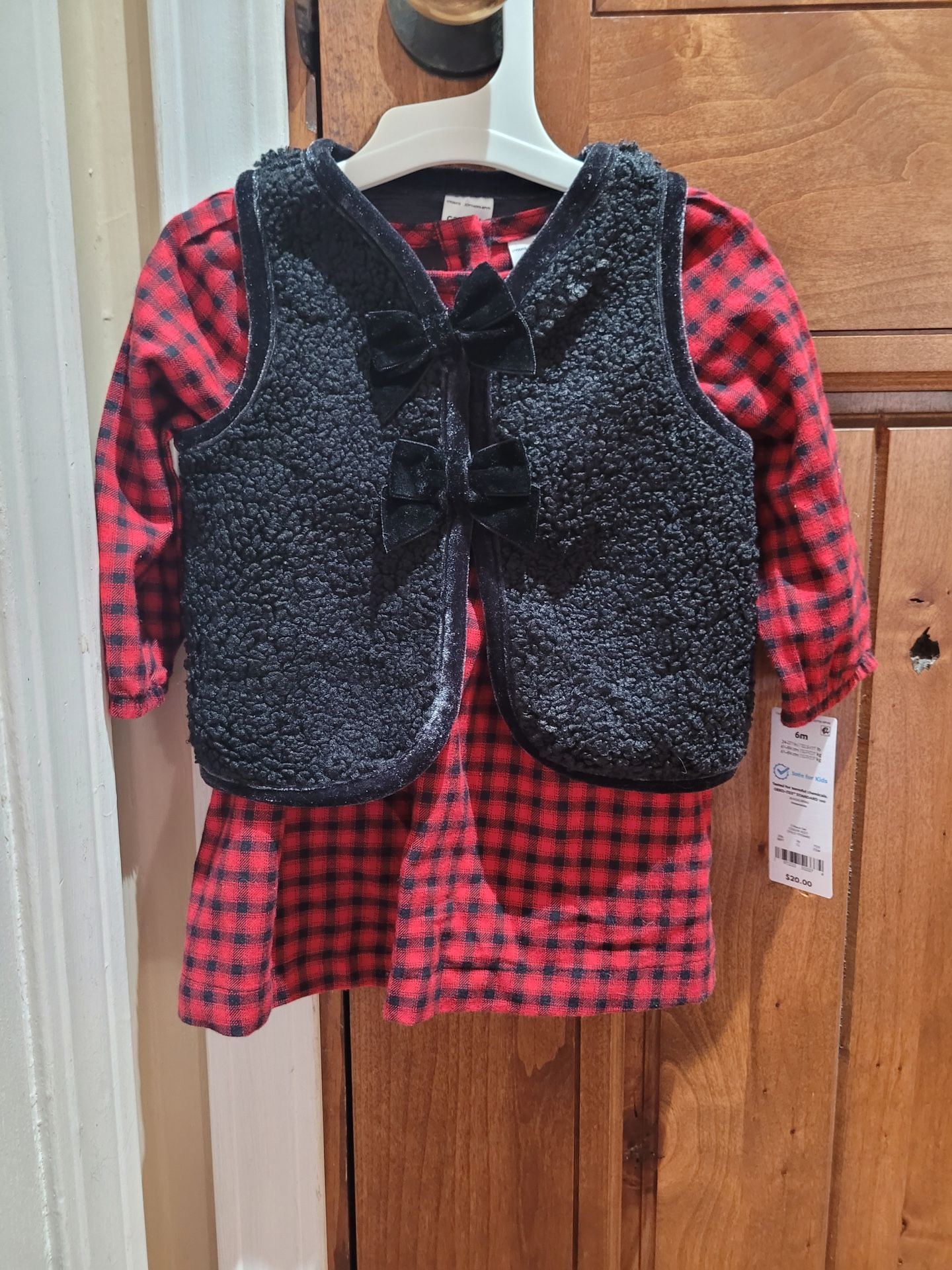 CARTERS CHRISTMAS DRESS WITH VEST! AND BLACK UNDERWEAR UNDERNEATH Size 6 Months BNWT! ADORABLE!