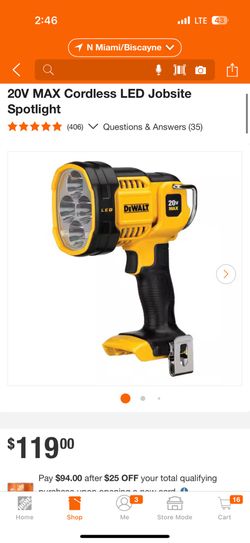Dewalt 20v Max Cordless Led Job Light /spotlight 