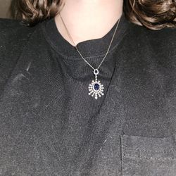 Sapphire and sterling silver necklace