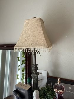 Vintage Table Lamp with Beaded Shade