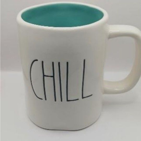 Rae Dunn Artisan Collection by Magenta "Chill" MugWhite/Teal Inside
