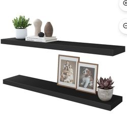 Brand New In box Set Of 2 Black Floating Shelves