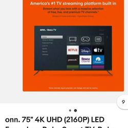 75" Onn Ruku 4k Smart Frameless Tv