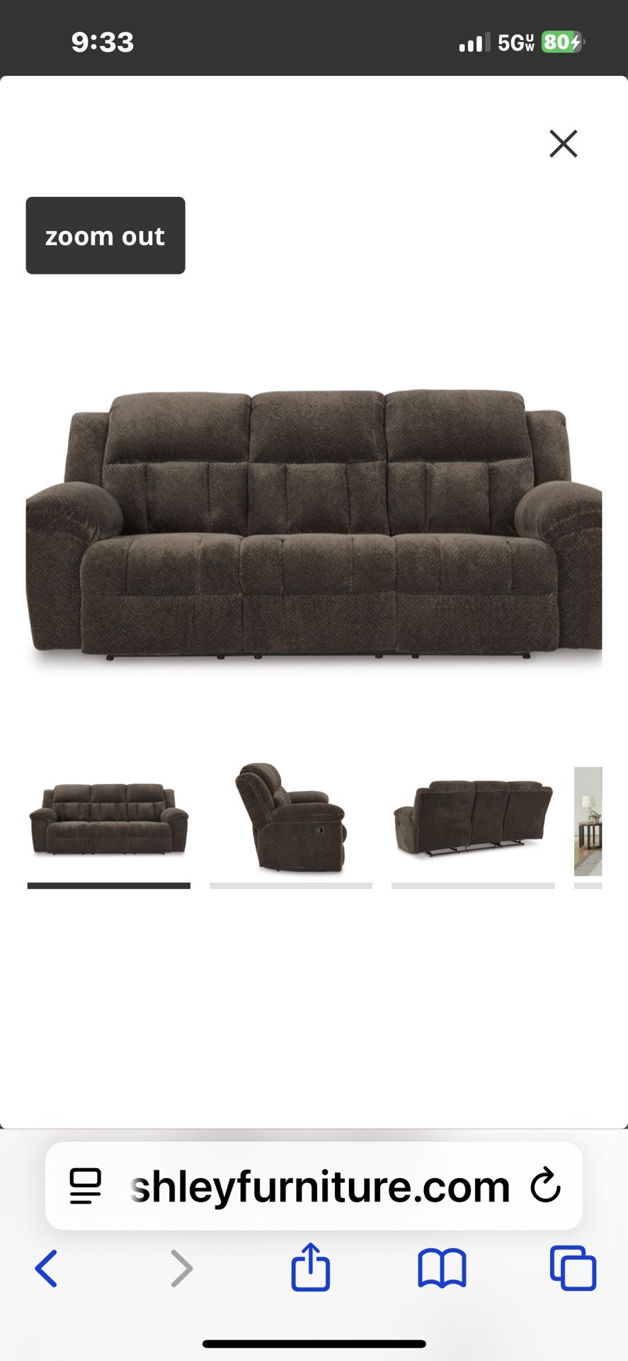 Brown Couch With 2 Recliners