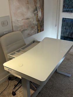 Costco Electronic Adjustable Standing Desk with Glass Top & Wireless Charging