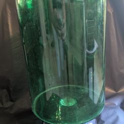Tall Green Glass Candle Holder Or Vase