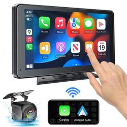 Portable Wireless with Apple CarPlay and Android Auto Screen for Car, 7" HD Touch Screen Car Stereo with Mirror Link, Bluetooth 5.2, Backup Camera, AU