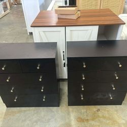 5 Drawers Dresser Chests, Wood Chest of Drawers, Dressers Organizer for Bedroom, set of 2