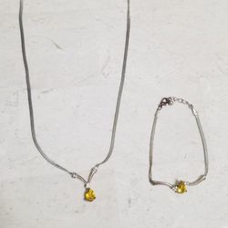 Yellow Gem Necklace & Bracelet Set-ALL for $12