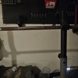 weight bench and 45 lb olympic bar with rack for sale
