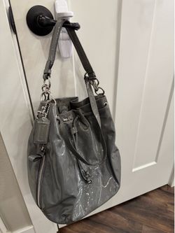 Coach Gray Patent Leather Satchel Purse Handbag