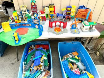 Lot of Vintage Fisher Price N More Tracks Buildings Toys 3 Big Totes MAKE OFFER