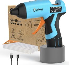 GoGonova Cordless Hot Glue Gun, 15s Fast Preheating with 2Ah Built-in Battery Hot Melt Glue Gun, Smart Power-Off