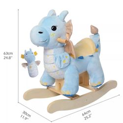 Labebe Blue Plush Rocking Horse Dragon for Toddlers – Like New Condition
