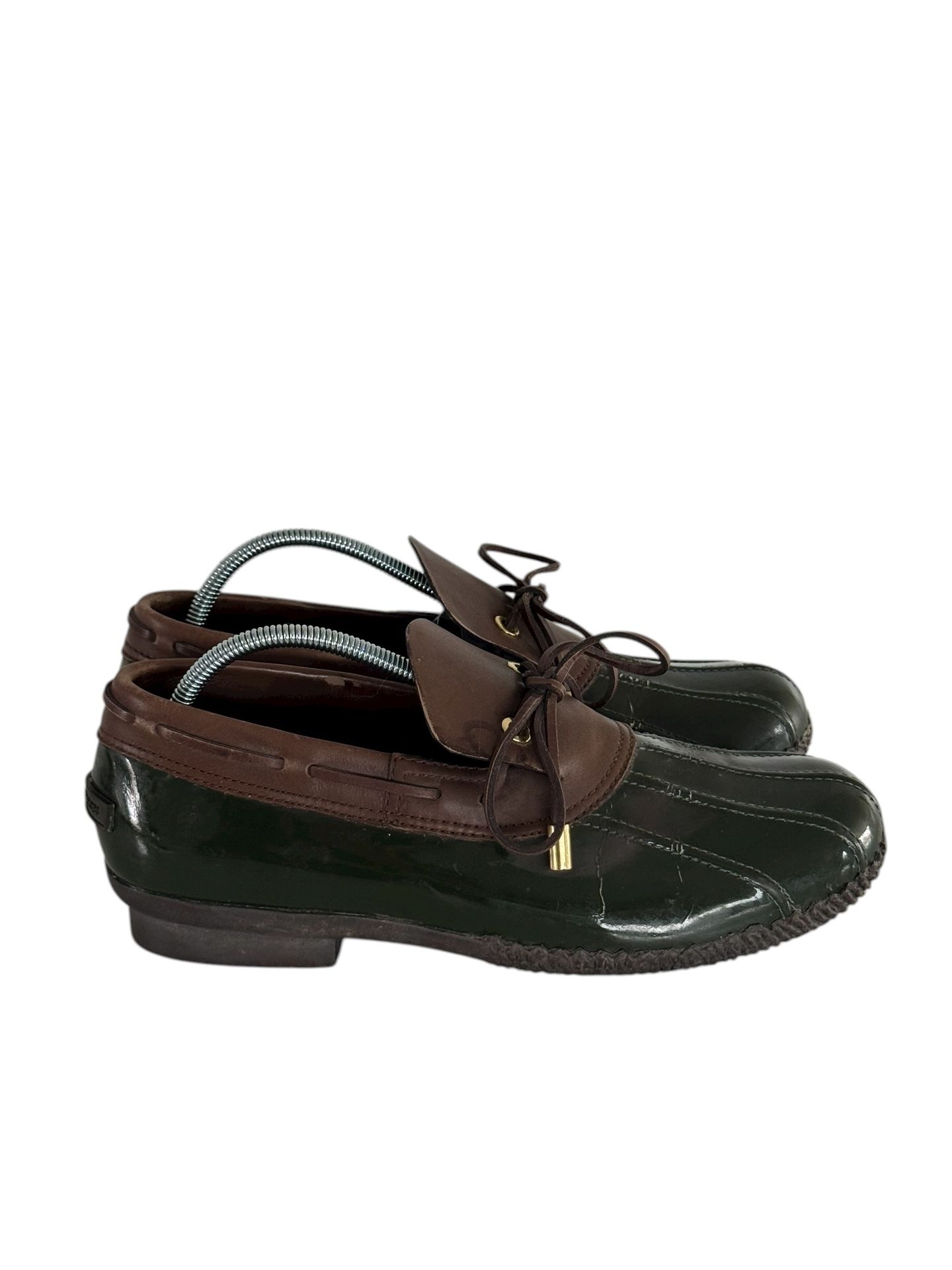 Tory Burch Leather Low Top Rain Duck Rain Boots Hunter Green 9.5