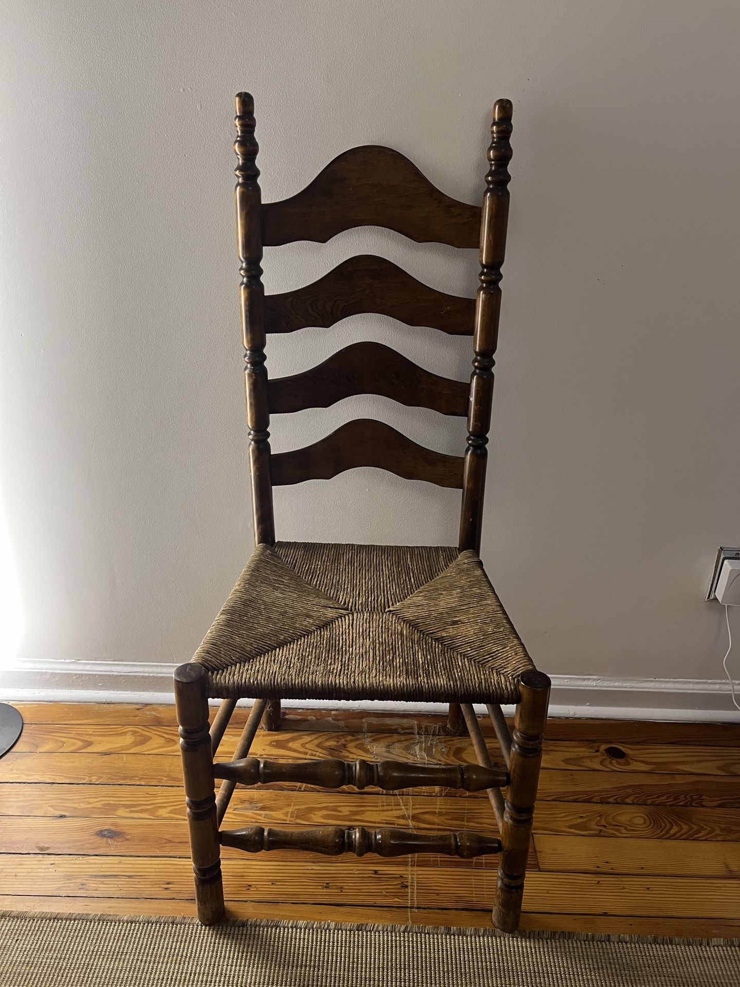 Vintage antique Ladderback Chair with Woven Seat