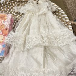 vintage doll dress Shoulders 4” Long 15”