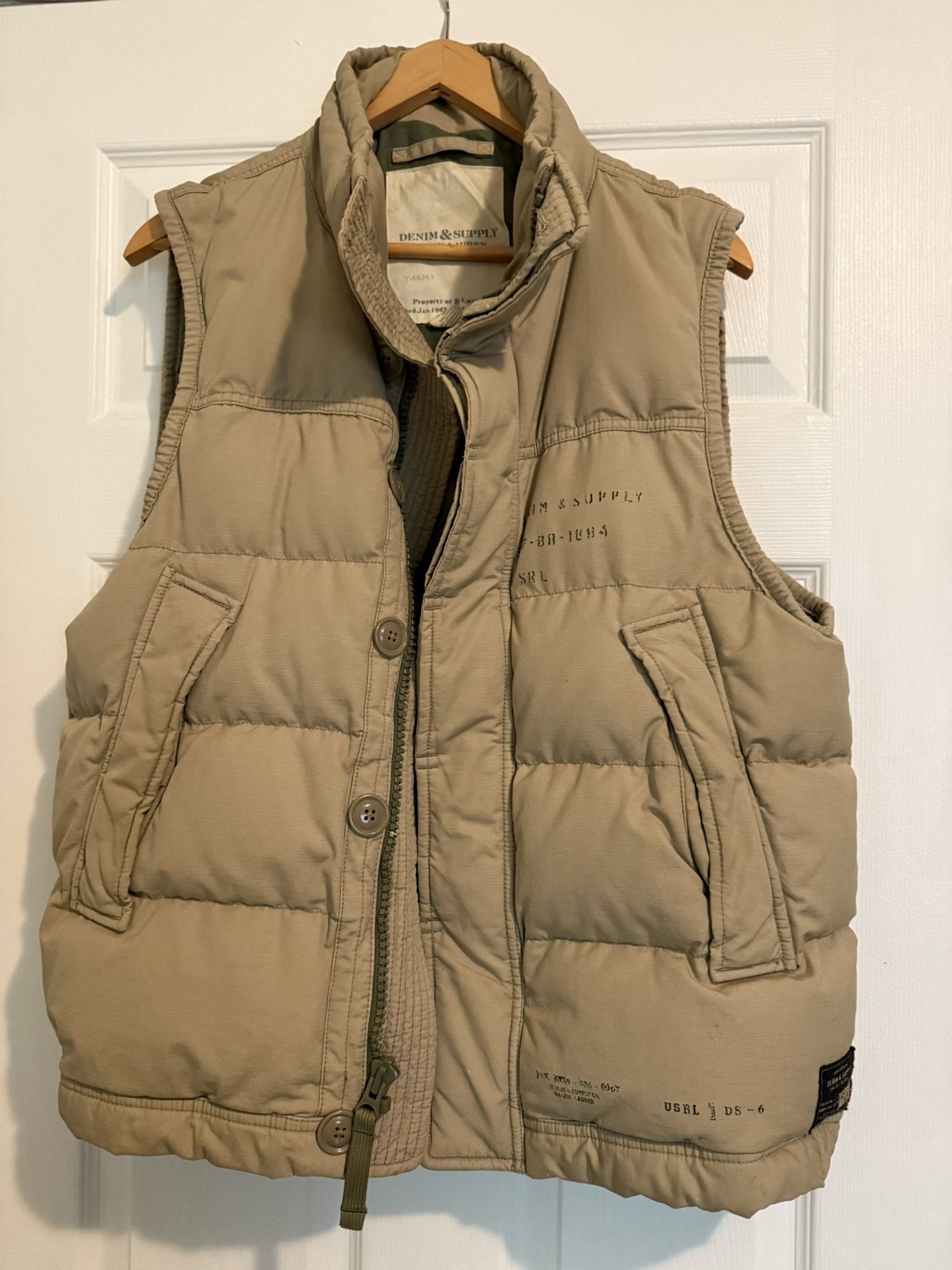 Polo by Ralph Lauren Men's Tan Puffer Vest. Vintage.